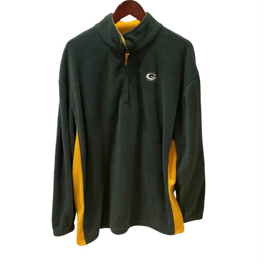 NFL Green Bay Packers Fleece Quarter Zip Sweatshirt Embroidered Retro XL